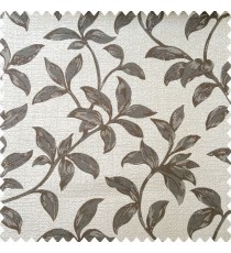 Grey cream and brown color natural floral leaf design with texture finished background polyester main curtain